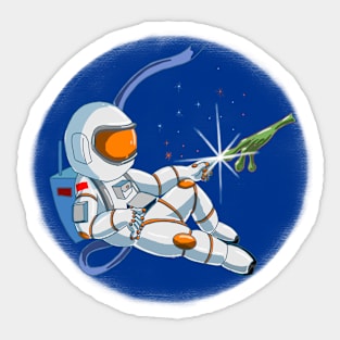 Astronaut Meets Alien Sticker